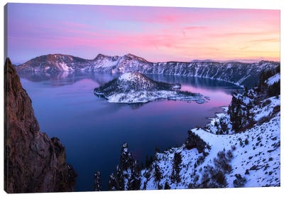 Soft Sunset Colors At Crater Lake National Park - Oregon Canvas Art Print - Crater Lake National Park Art