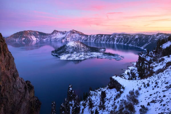 Daniel Gastager: Soft Sunset Colors At Crater Lake National Park - Oregon by Daniel Gastager