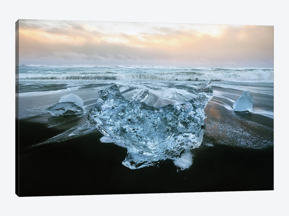 Golden Light At Diamond Beach In Iceland by Daniel Gastager 1-piece Canvas Art