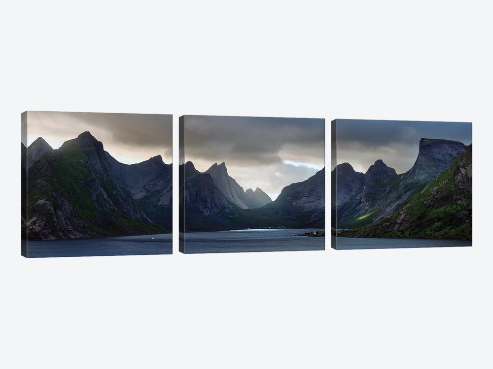 A Majestic Fjord Panorama by Daniel Gastager 3-piece Canvas Art Print