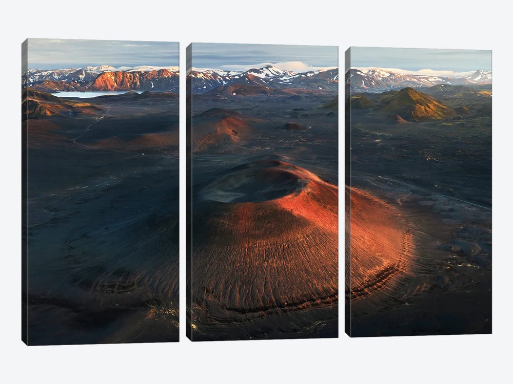 Golden Light Above The Highlands Of Iceland by Daniel Gastager 3-piece Canvas Art Print