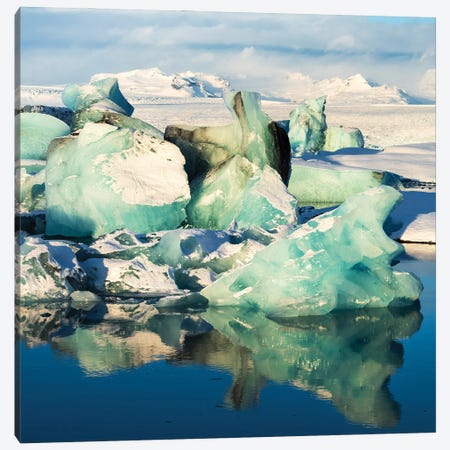 Golden Sunlight At The Glacier Lagoon In Iceland Canvas Print #DGG61} by Daniel Gastager Canvas Print