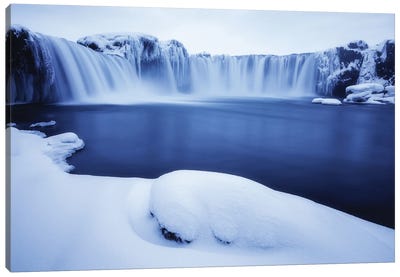 Perfect Winter Conditions At Godafoss Canvas Art Print - Daniel Gastager