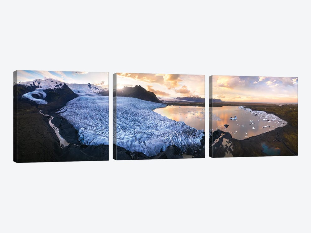 Dramatic Glacier Panorama In Iceland by Daniel Gastager 3-piece Canvas Art Print