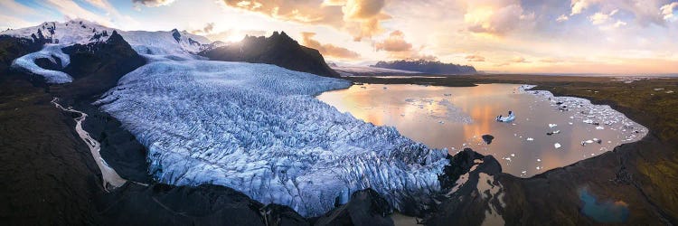 Dramatic Glacier Panorama In Iceland