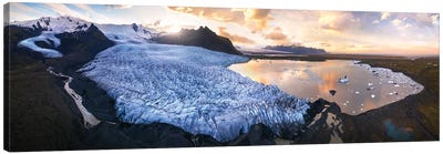 Dramatic Glacier Panorama In Iceland Canvas Art Print - Glacier & Iceberg Art