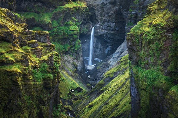 A Green Canyon In Iceland