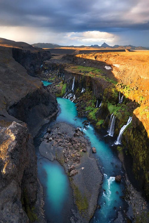 Blue Highland River In Iceland