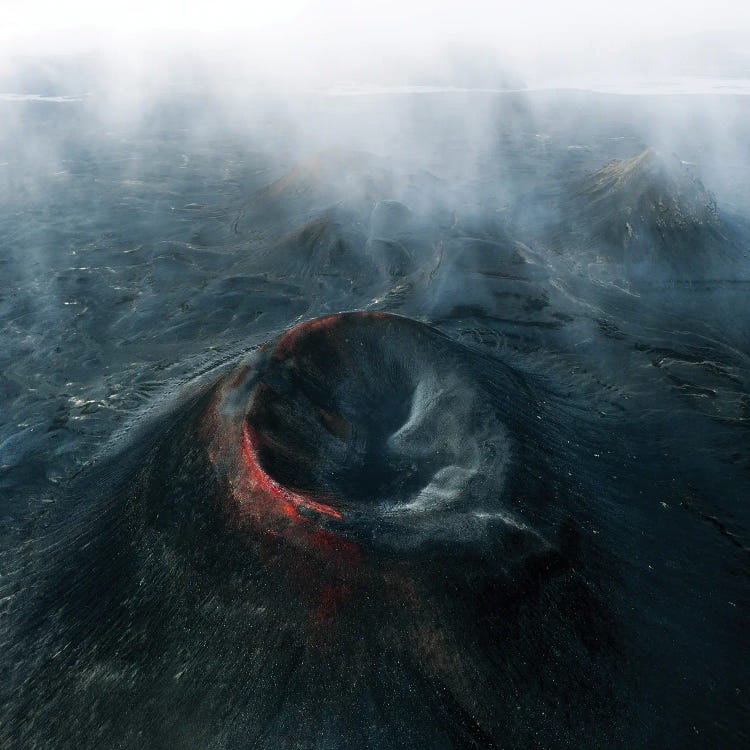 Black Crater In The Icelandic Highlands