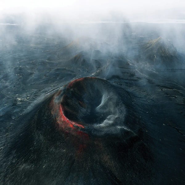 Black Crater In The Icelandic Highlands