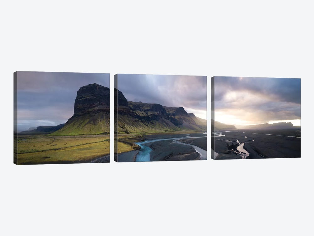 A Rainy Sunset Above Iceland by Daniel Gastager 3-piece Canvas Art Print