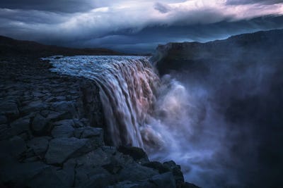 Moody Summer Night At Dettifoss by Daniel Gastager canvas print
