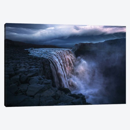Moody Summer Night At Dettifoss Canvas Print #DGG89} by Daniel Gastager Canvas Art Print
