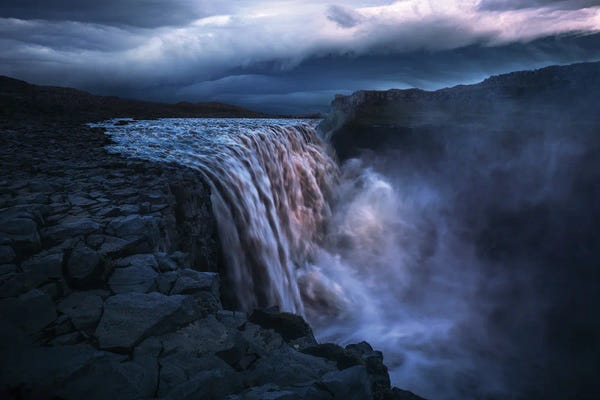 Daniel Gastager: Moody Summer Night At Dettifoss by Daniel Gastager