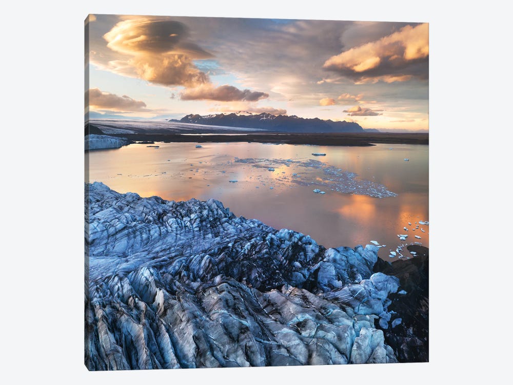 Golden Sunset Above A Glacier Lagoon In Iceland by Daniel Gastager 1-piece Art Print