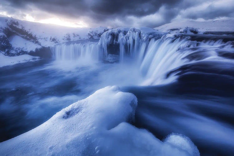 Dramatic Winter Sunrise At Godafoss