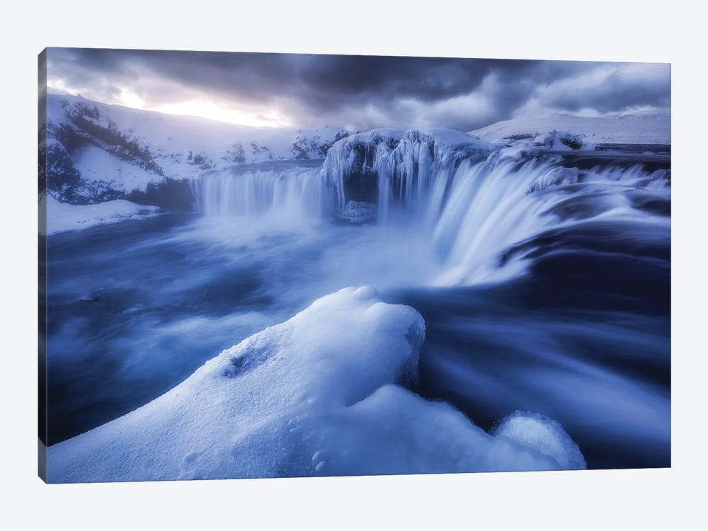 Dramatic Winter Sunrise At Godafoss by Daniel Gastager 1-piece Canvas Art