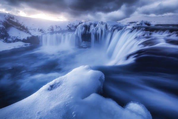 Daniel Gastager: Dramatic Winter Sunrise At Godafoss by Daniel Gastager