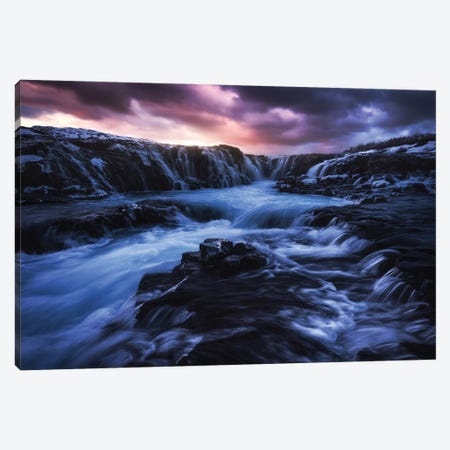 Winter Sunset At Bruarfoss In Iceland Canvas Print #DGG94} by Daniel Gastager Art Print