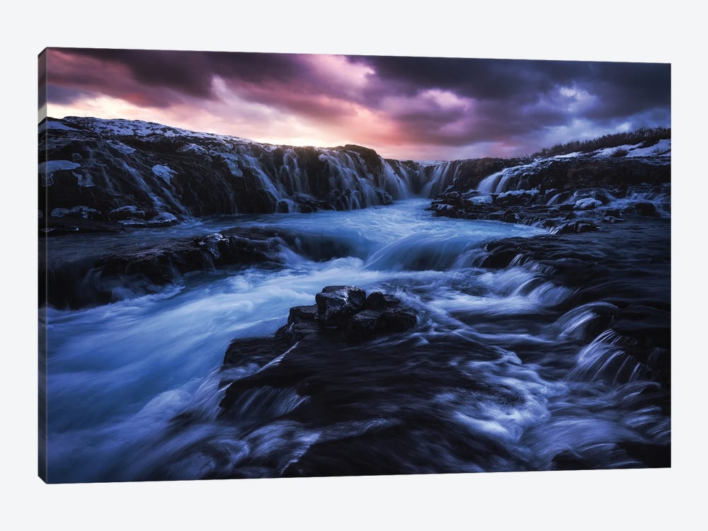Winter Sunset At Bruarfoss In Iceland by Daniel Gastager 1-piece Canvas Print