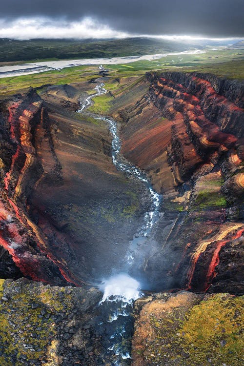 Waterfall Lookdown In Iceland