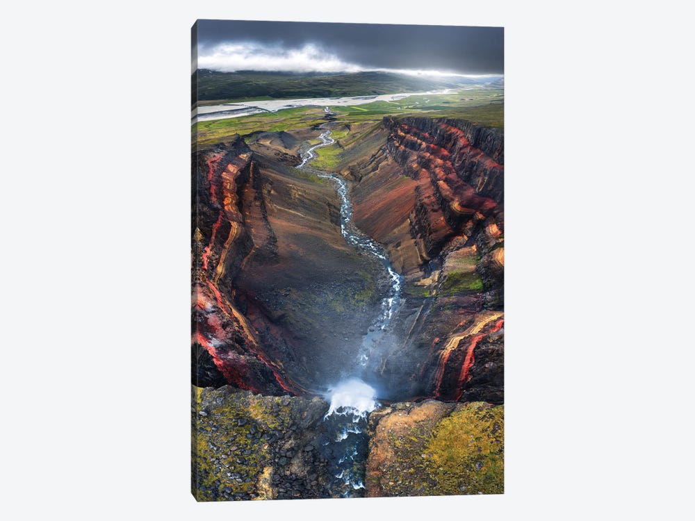 Waterfall Lookdown In Iceland by Daniel Gastager 1-piece Canvas Art