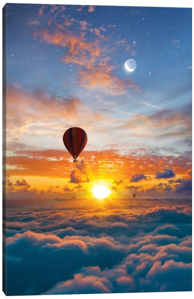 Cloudland Canvas Art Print - Hot Air Balloon Art