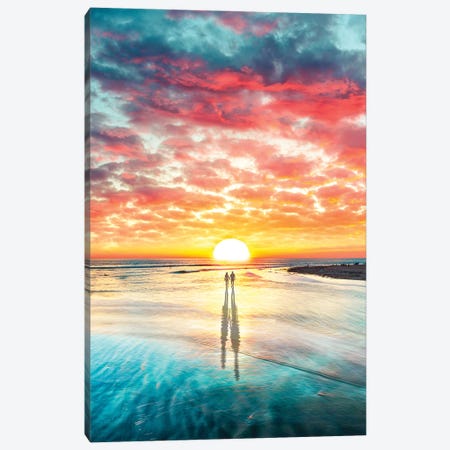 Beach Sunset Canvas Print #DGH2} by Diego Hernandez Art Print