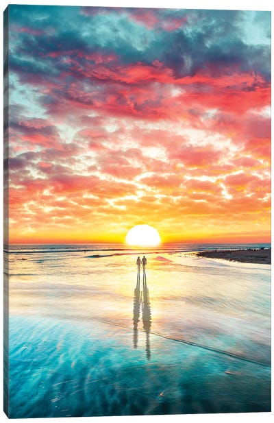 Beach Sunset Canvas Art Print - Beach Sunrise & Sunset Art