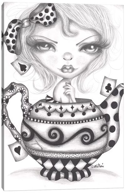 Alice Lost In A Tea Pot Canvas Art Print - Alice In Wonderland