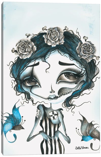 Blue Dia De Los Muertos Canvas Art Print - Dottie Gleason