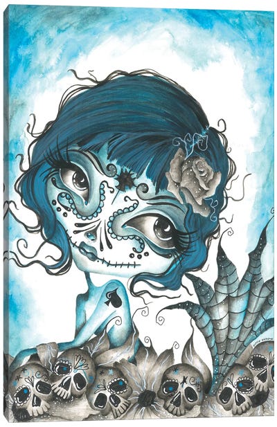 Blue...Dia De Los Muertos Canvas Art Print - Dottie Gleason