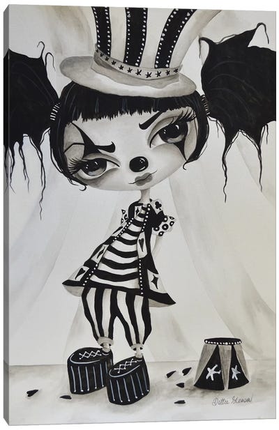 Carni Girl Canvas Art Print - Evil Clown Art