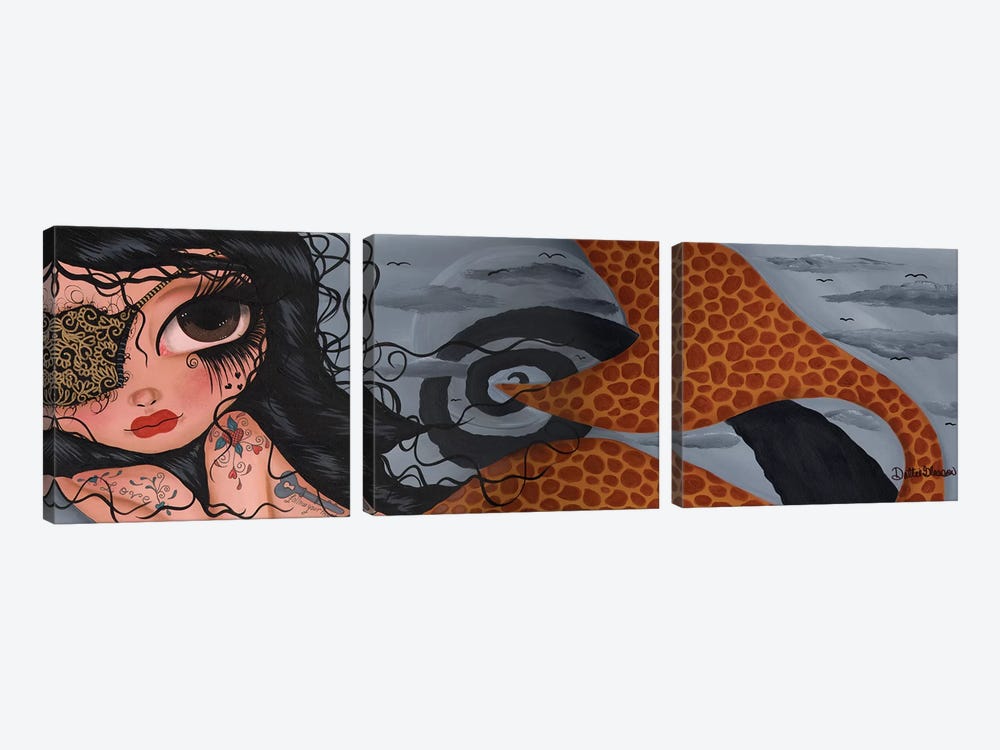 Cleo The Mermaid by Dottie Gleason 3-piece Canvas Wall Art