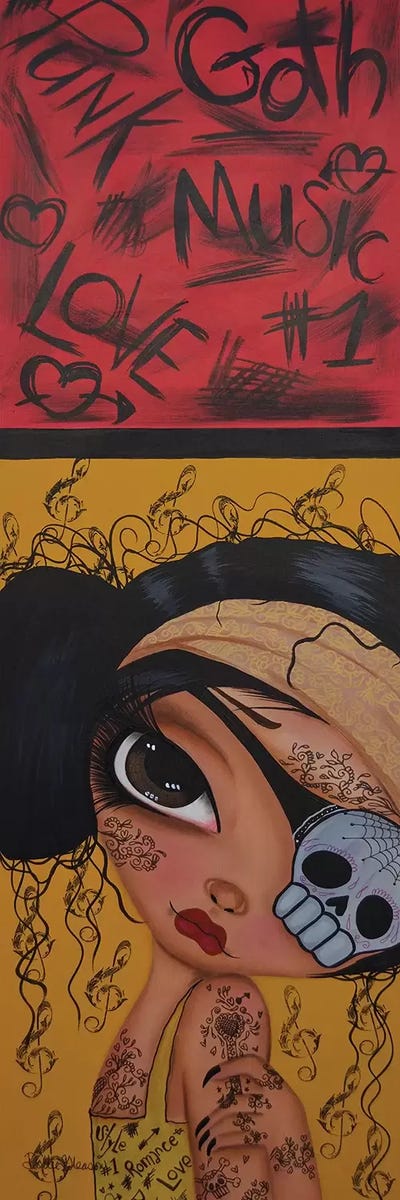 Jade Punk World by Dottie Gleason framed canvas print