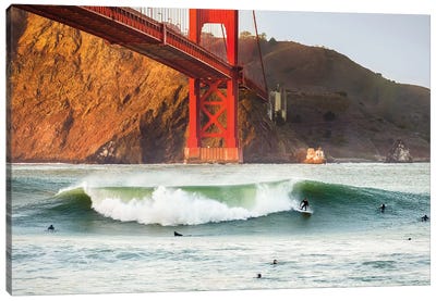 Golden Surf Canvas Art Print - Golden Gate Bridge