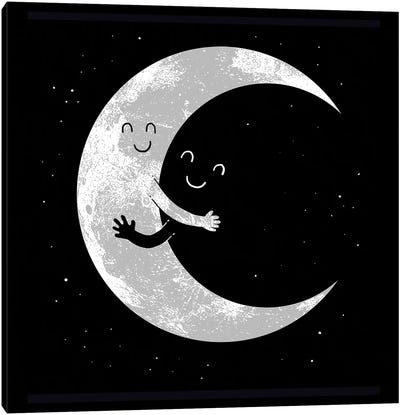 Moon Hug Canvas Art Print - Crescent Moon Art