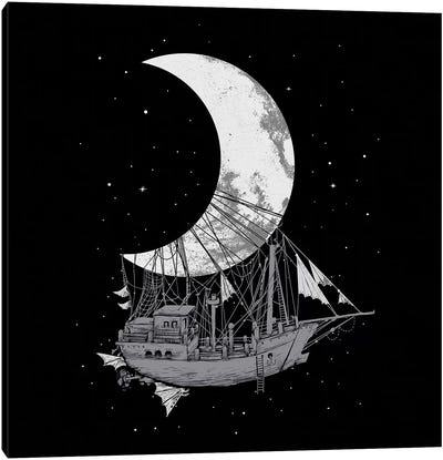 Moon Ship Canvas Art Print - Crescent Moon Art