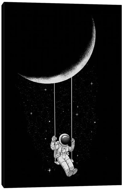 Moon Swing Canvas Art Print - Space Fiction Art