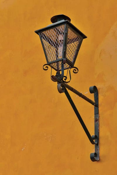 San Miguel de Allende: San Miguel De Allende, Mexico. Lantern and shadow on colorful buildings by Darrell Gulin