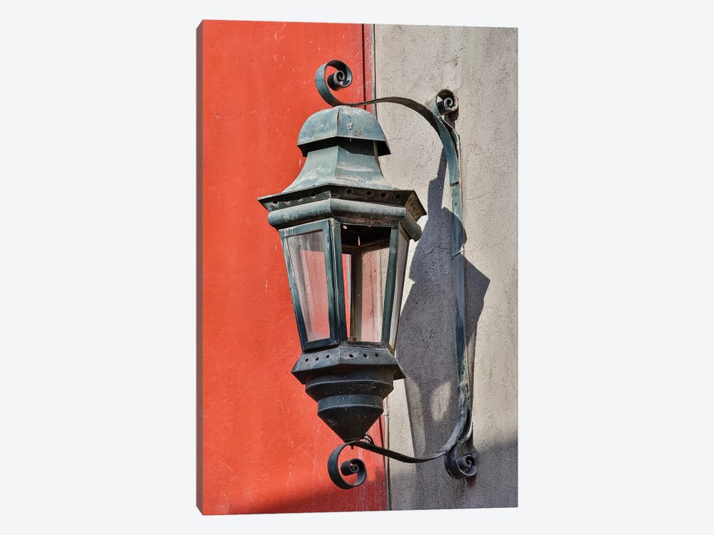 San Miguel De Allende, Mexico. Lantern and shadow on colorful buildings by Darrell Gulin 1-piece Canvas Art Print