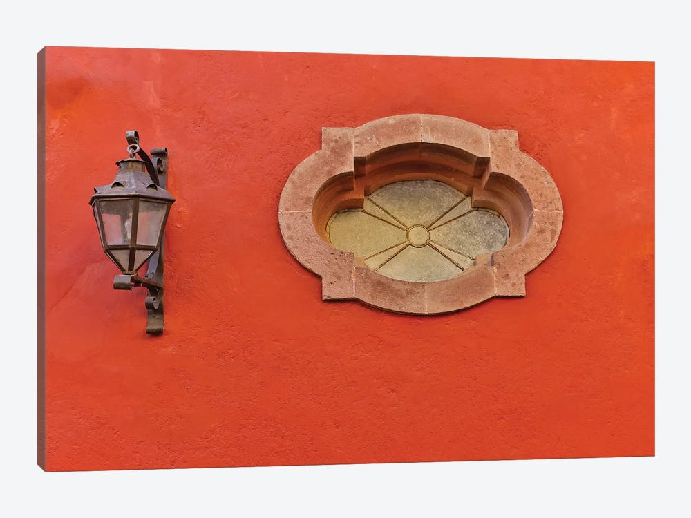 San Miguel De Allende, Mexico. Lantern and shadow on colorful buildings by Darrell Gulin 1-piece Canvas Art Print