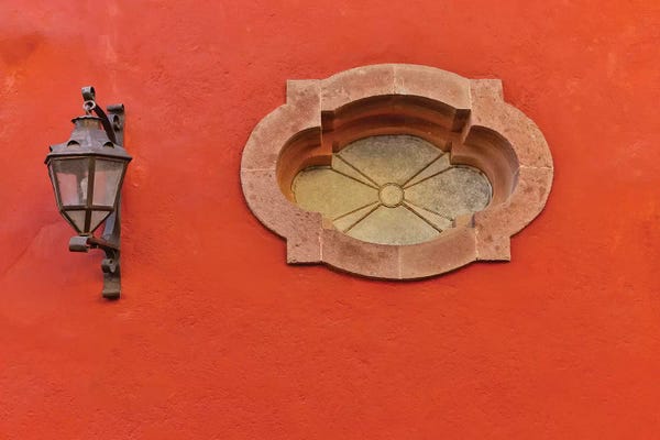 San Miguel de Allende: San Miguel De Allende, Mexico. Lantern and shadow on colorful buildings by Darrell Gulin