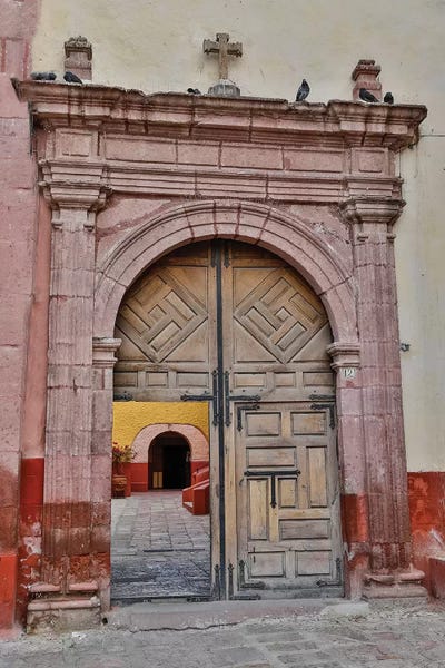 San Miguel de Allende: San Miguel De Allende, Mexico. Open doorway into plaza of church by Darrell Gulin