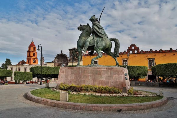 San Miguel de Allende: San Miguel De Allende, Mexico. Plaza Civica and Statue of General Allende by Darrell Gulin