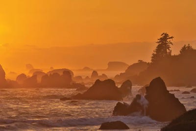 Sunset And Sea Stacks Along The Northern California Coastline, Crescent City by Darrell Gulin canvas print