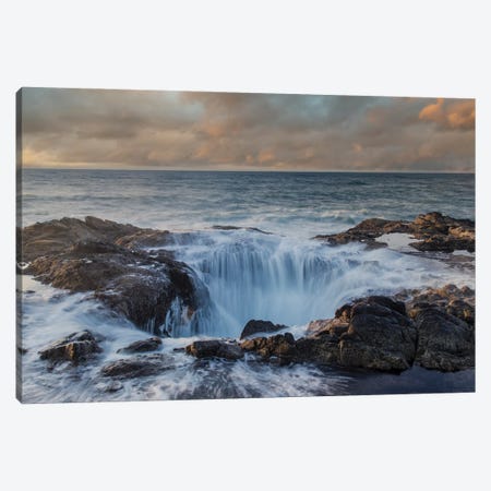 USA, Oregon, Cape Perpetua And Thor's' Well At Sunset Canvas Print #DGU173} by Darrell Gulin Canvas Wall Art