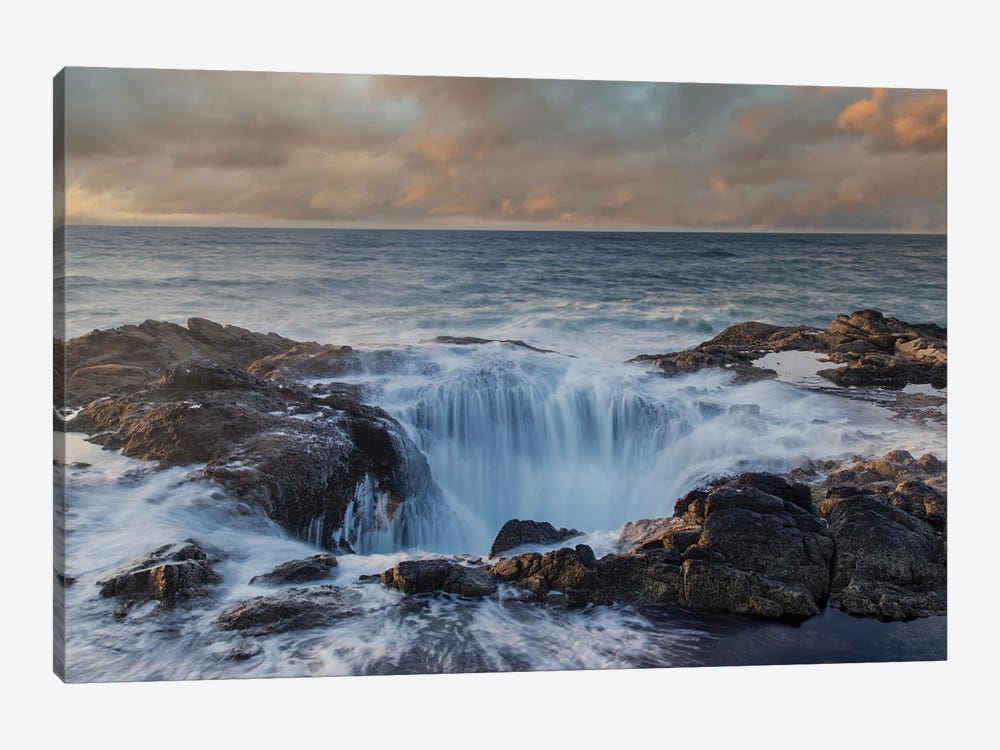 USA, Oregon, Cape Perpetua And Thor's' Well At Sunset by Darrell Gulin 1-piece Art Print
