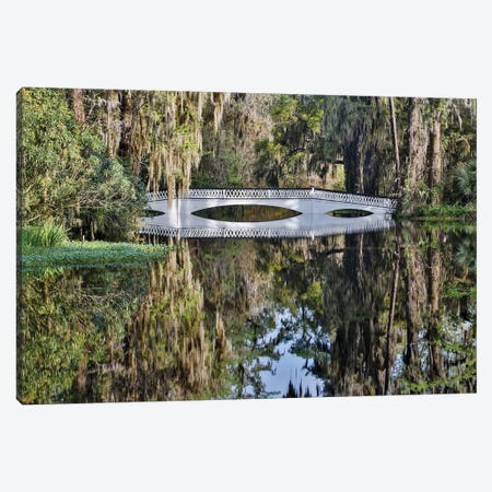 Bridge Crossing Pond With Springtime Azalea Blooming, Charleston, South Carolina Canvas Print #DGU60} by Darrell Gulin Art Print