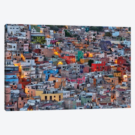 Guanajuato in Central Mexico. City overview in evening light with colorful buildings Canvas Print #DGU76} by Darrell Gulin Canvas Print
